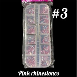 Pink Rhinestones Nail Art